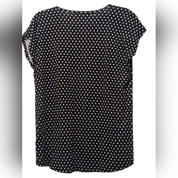 Michael Kors - Black Hi/Lo Blouse With White Poke dots, Flutter Sleeves,... - Picture 7 of 10